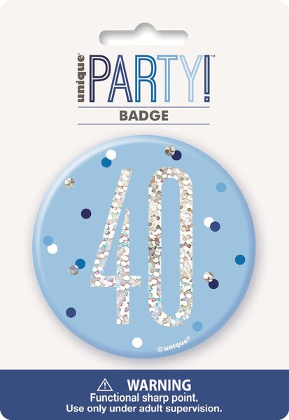 BDAY GLITZ BLUE 3IN BADGE-40