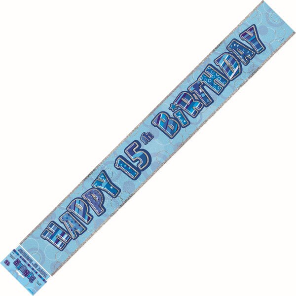 Unique Party Bandierine Glitz Blu Per 9° Compleanno: Festone Decorativo Da 2,7 Metri